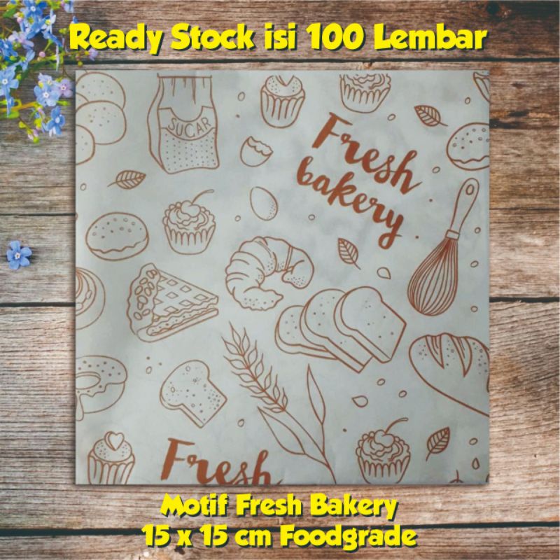 Kertas roti motif fresh bakery food grade alas roti simple kekinian 100 lmbr
