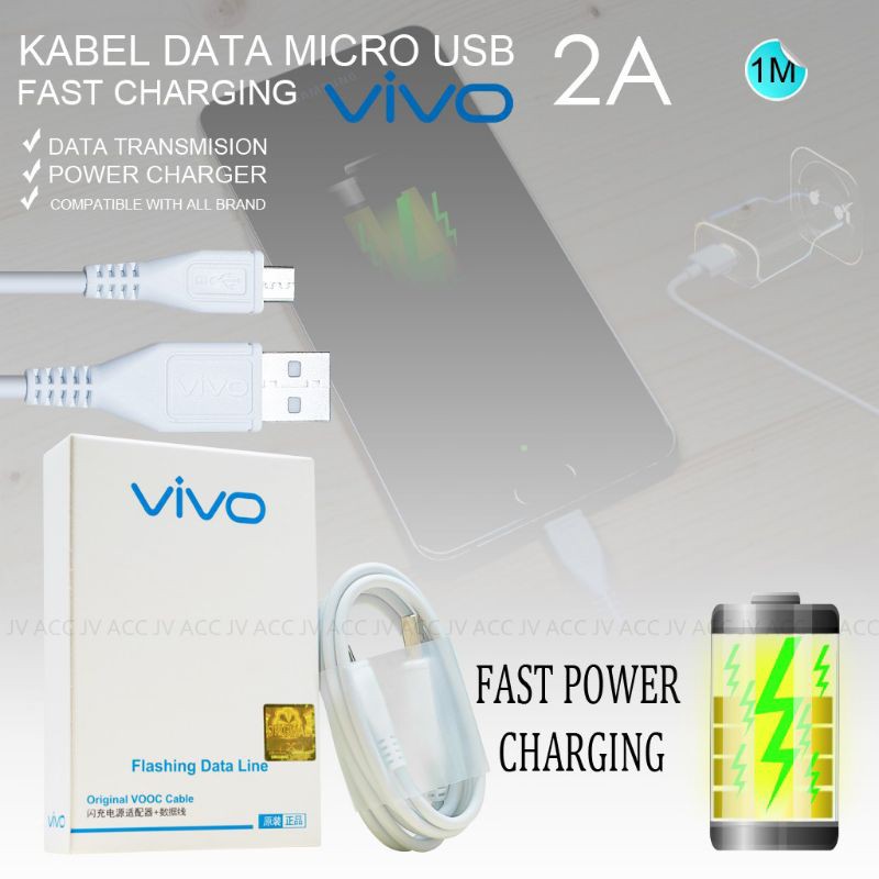 Kabel Data Vivo Y81 Y83 Y91 Y91c Y93 Y95 Y12 Y15 Y17 Fast Charging 2A Micro USB Original