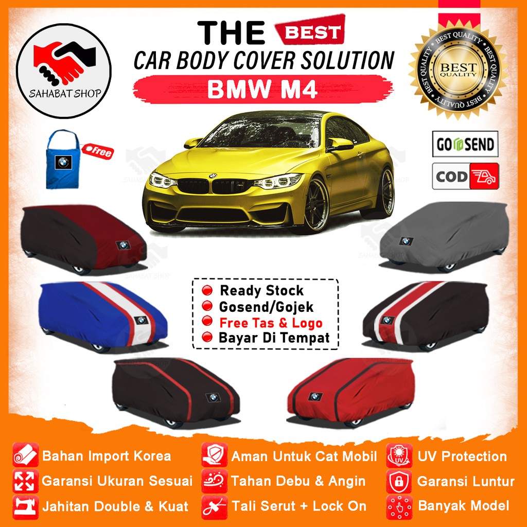 Sahabat Body Cover Mobil BMW M4 / Sarung Penutup BMW M4 Outdoor / Selimut Tutup Mantel Jas Pelindung Mantol Kelambu Kerudung Pembungkus Terpal Kerodong Tutupan Bungkus Mobil Sedan BMW M4 Waterproof Anti Air Model Orange