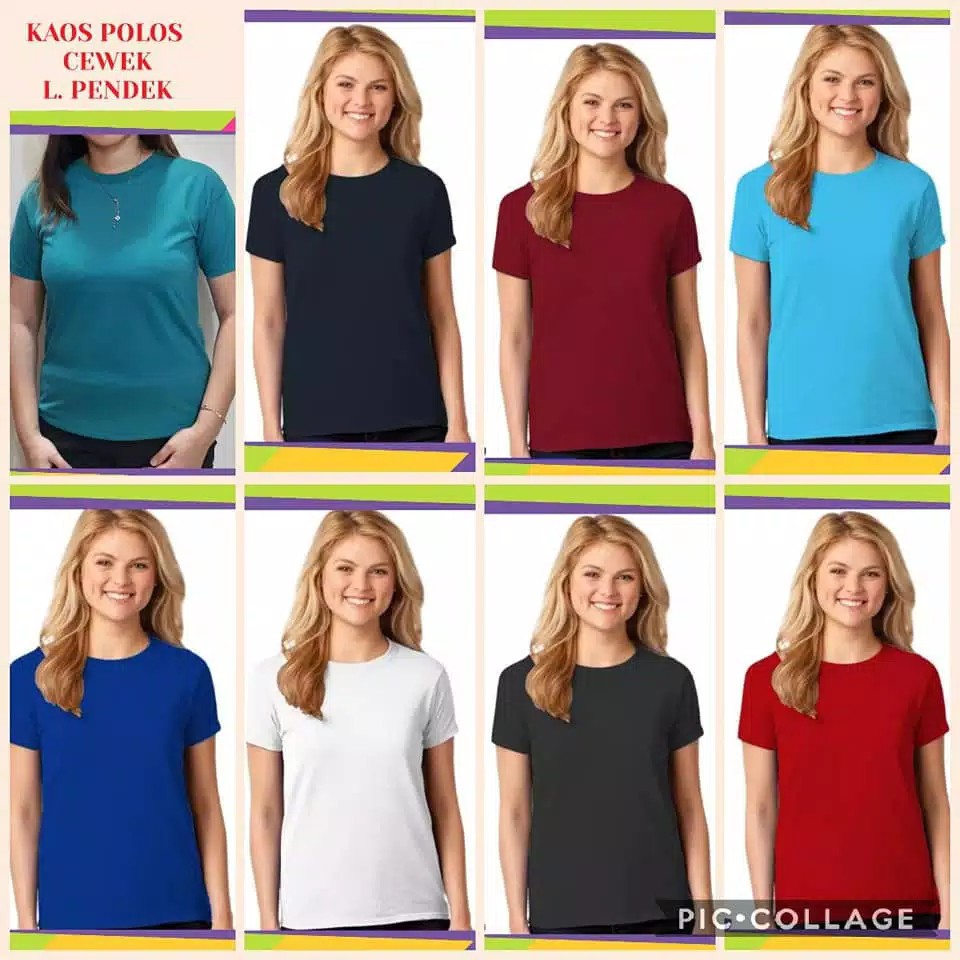 KAOS POLOS PENDEK WANITA / KAOS POLOS PENDEK ANEKA WANITA WARNA MERAH, BIRU, HIJAU, ABU-ABU