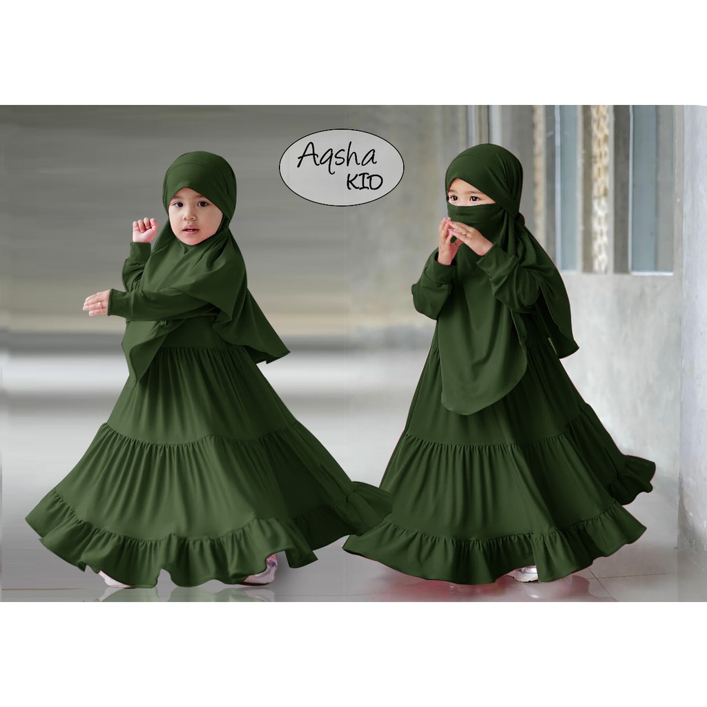FenishaStore Baju Gamis Syar’i Anak Perempuan Terbaru AQSHA Kids Umur 2-4 Tahun
