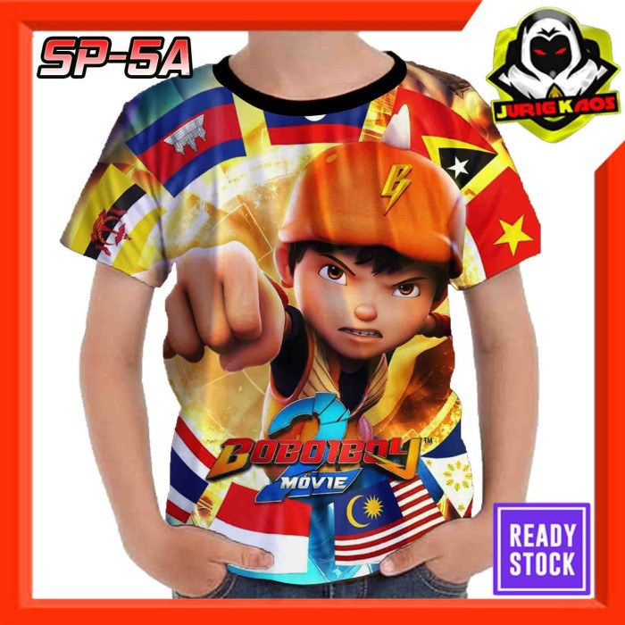 Penawaranspesial Kaos Boboiboy the Movie 2 Bendera asia Kartun TV Baju Anak Murah Berkualitas