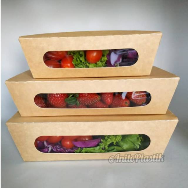 @25 Pcs Brown Kraft  Paper Lunch Box Window (m)