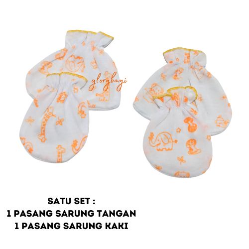 Sarung Tangan Bayi Print Putih Cotton