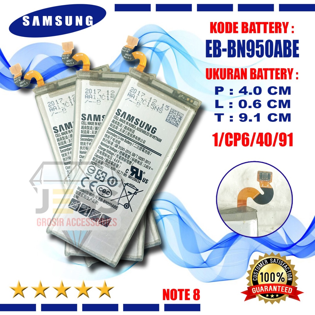 Baterai Battery Original SAMSUNG Galaxy Note 8 &amp; N9500 &amp; N9508 &amp; N950 &amp; SM-N950F Kode Batre EB-BN950ABE