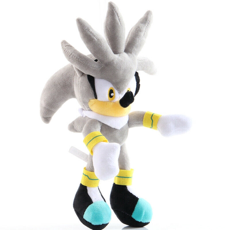 Boneka Sonik The Hedgehog Bahan Plush Warna Silver Ukuran 28cm Untuk Hadiah