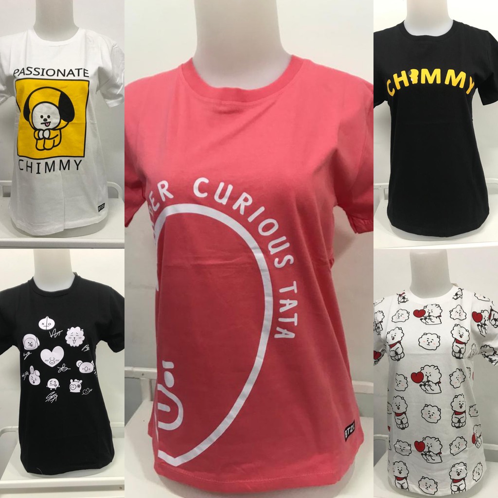 KAOS BTS woman t shirt premium quality BT21 CHIMMY RJ TATA COOKY SHOOKY MANG KOYA VAN