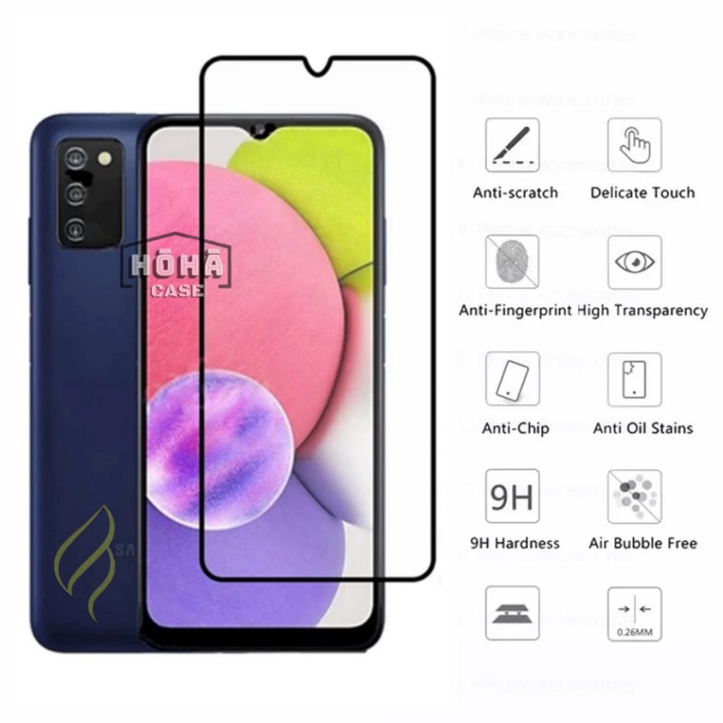 PROMO Tempered Glass SAMSUNG A03s Full Layar List Hitam&amp;Bening Screen Guard Protector Antigores Kaca