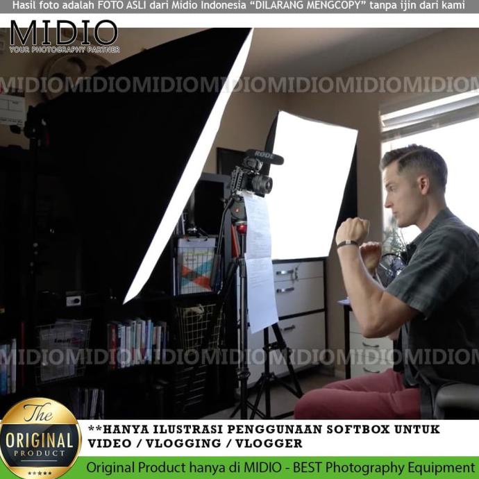 HOT PROMO Paket Softbox Midio E2 Softbox 60x90 + Stand 2M Lampu Vlog Youtuber .