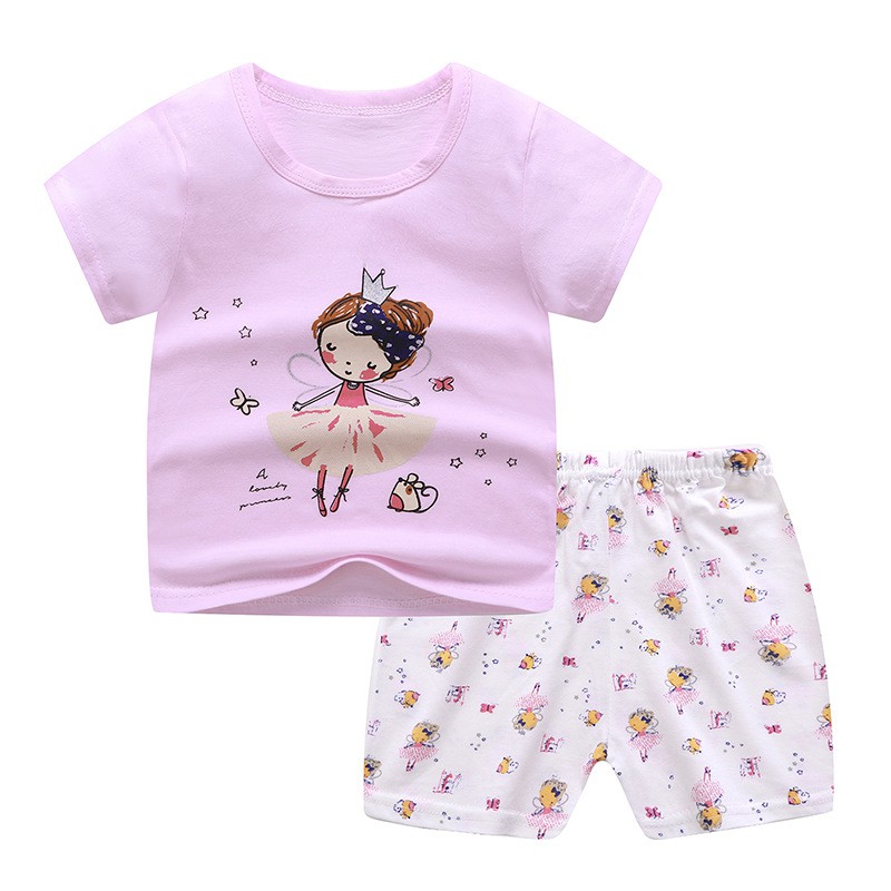 Setelan Pendek Fashion Import Adem Kartun Bayi 0-4 Import Tahun CBKS LC VC