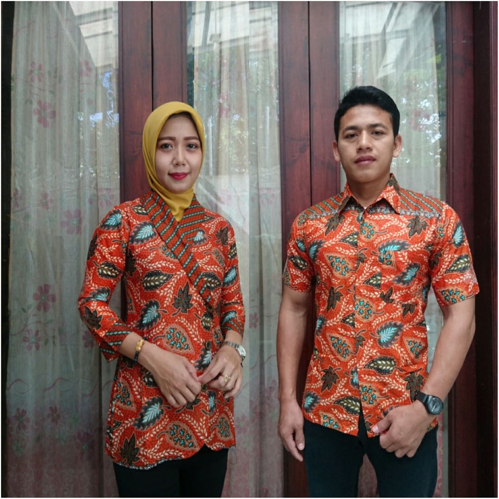 GROSIR BATIK COUPLE BLOUSE KERAH KOMBINASI