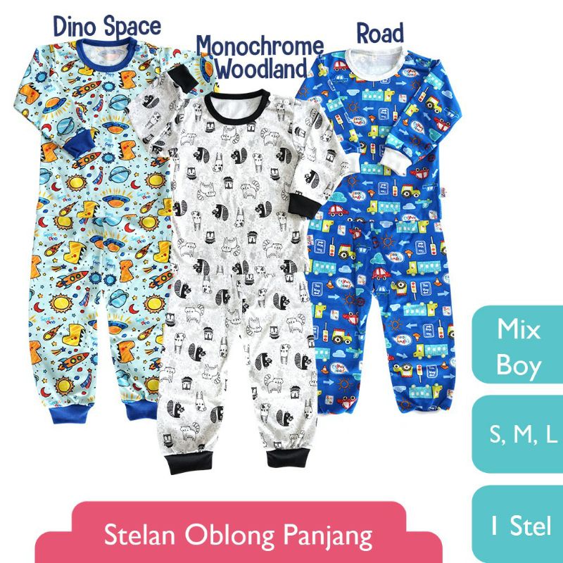 Ecer Piyama Setelan Panjang Anak Libby Size S M L XL XXL Motif Boy