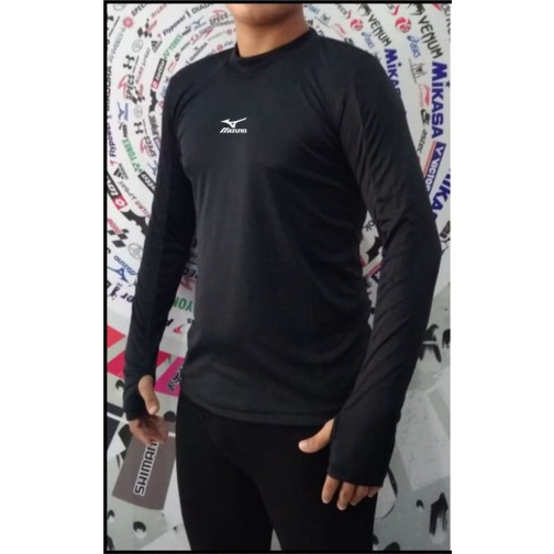 Manset sepak bola baju lengan panjang hitam kaos dalaman sepakbola baselayer longsleeve