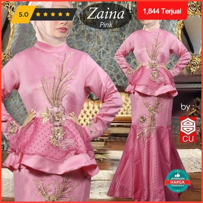 Gamis Pesta Wanita Zaina Pink Gamis Real Pict Original Gaun Pengantin Promo