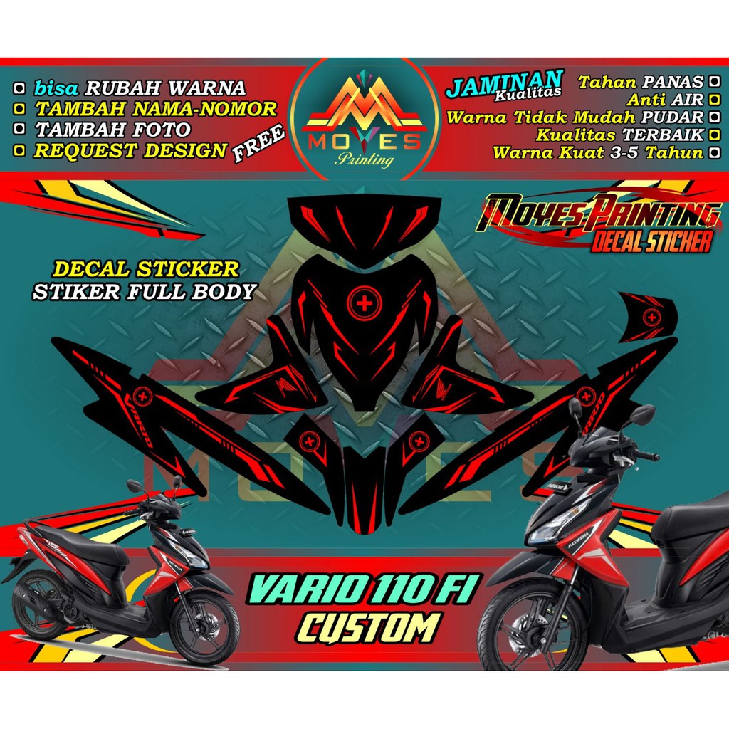 Jual Decal Sticker Motor Vario 110 F1 Motif Custom Pola Keren Elegan