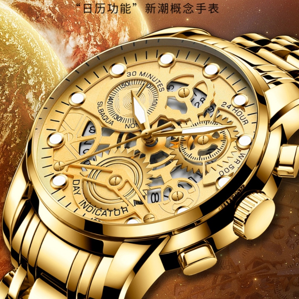 JAM TANGAN IMPORT PRIA JAM009G1 ORI RUGELEY GOLD MURAH DARK GLOW IN THE PREMIUM EMAS BRANDED