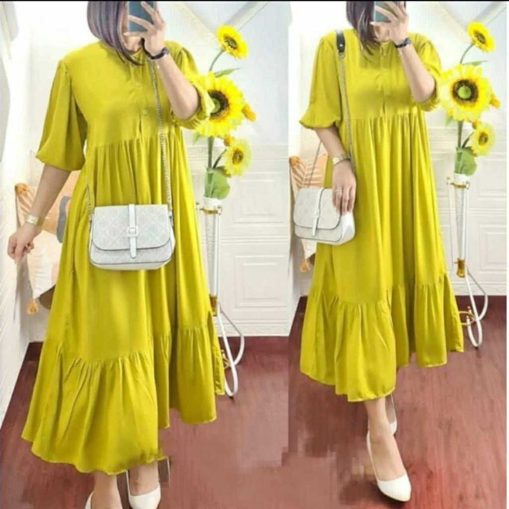 COD - DRESS NAGITA // Dress POLOS KANCING DEPAN // Dres jumbo TERBARU 2023