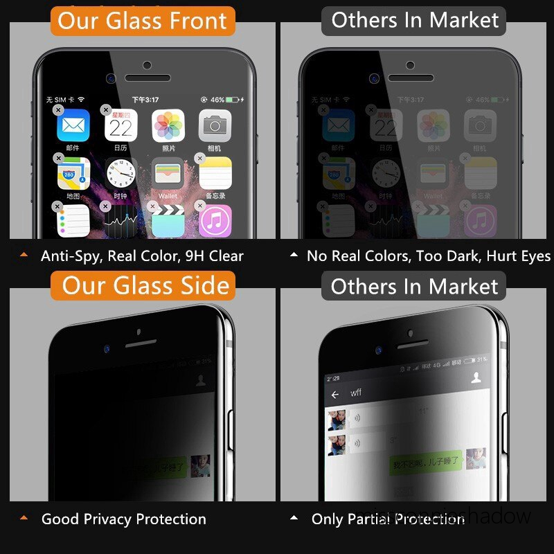 Anti Peeping Film Screen Tempered Glass Full Screen Protector Compatible for iPhone 11 12 13 Pro Max 6 6s 7 8 Plus X XR XS Max SE 2020 Film