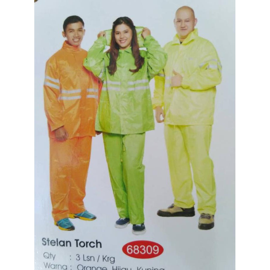 promo jas hujan torch tiger head 68309 stelan jaket celana - kuning stabilo terbaru