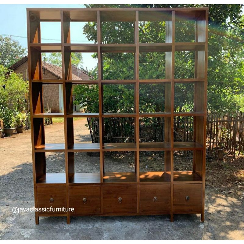 RAK BUKU MINIMALIS PENYEKAT RUANGAN TV MINIMALIST ALMARI PAJANGAN RUANG TAMU PARTISI POT BUNGA BAHAN