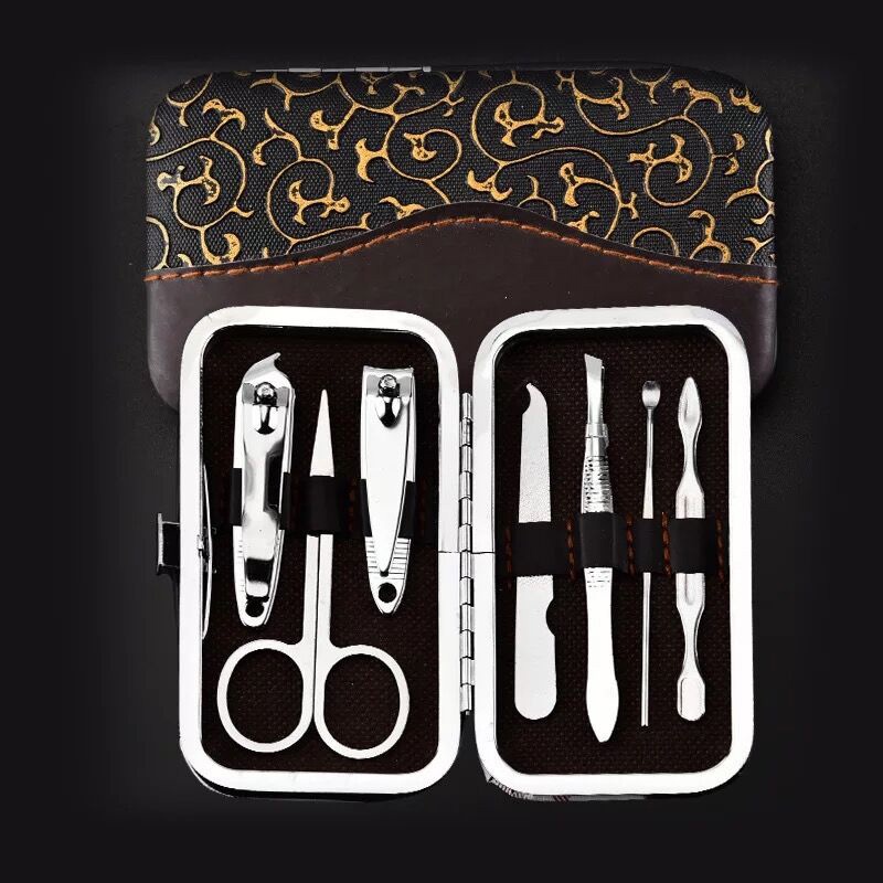 Set Gunting Kuku Manicure Pedicure Set 7IN1 Dompet Paket Pembersih Kuku Pinset Gunting Lancip Korek telinga Kuping