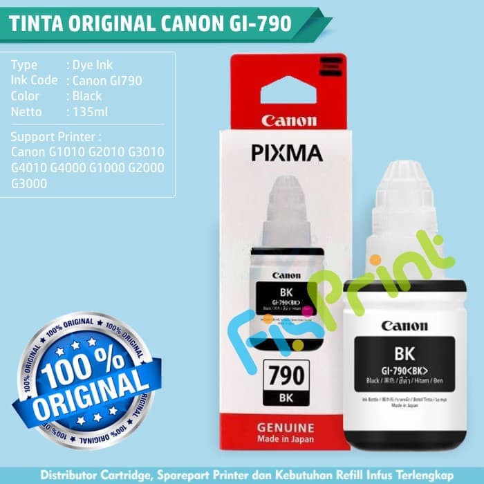 Tinta Canon GI-790 Black- Tinta Printer Canon G1000 G2000 G3000 G4000 FPS1427