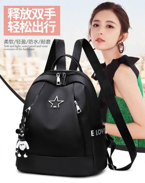 Tas Ransel Import Backpack Hitam Murah Gantungan Kunci Popone Violent Bear Tas Sekolah Murah