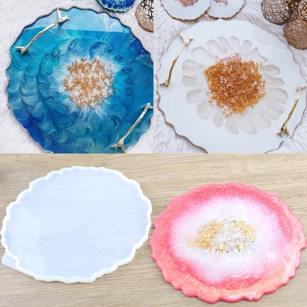 R-flower Fruit Plate Mold Cetakan Resin Gelombang Besar DIY Silicone Tea Tray