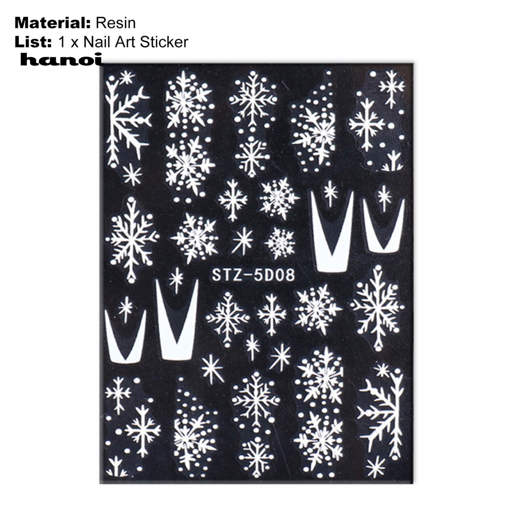 Stiker Kuku Motif Snowflake Untuk Dekorasi