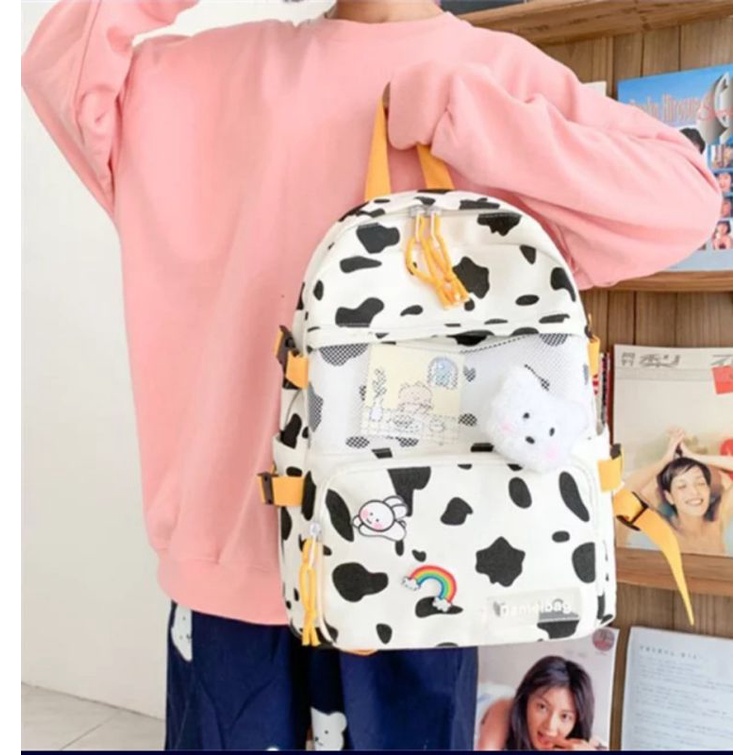 Tas Ransel motif sapi jaring terbaru/Tas ransel wanita