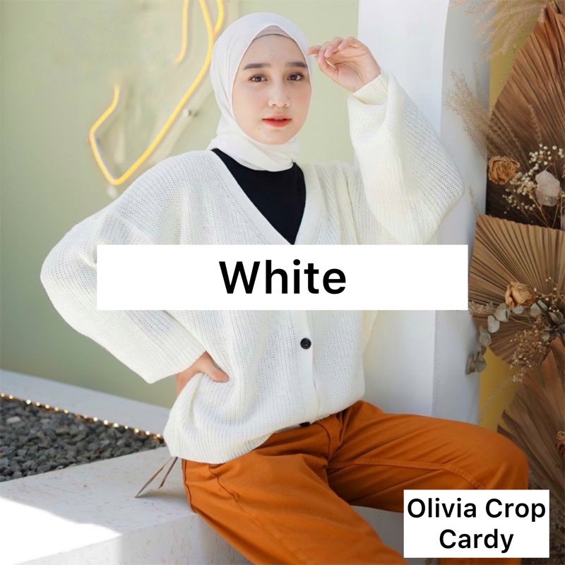Olivia Cardy Crop / Eireen Crop Cardy / Kardigan Rajut Olivia / Cardi balon-White
