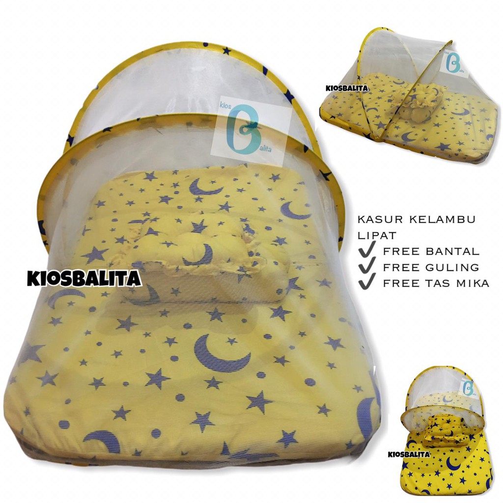 FREE TAS MIKA! Kasur lipat kelambu bayi set bantal peyang &amp; guling bayi /kasur bayi kelambu termurah