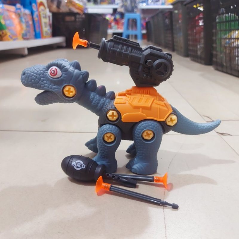 Mainan DIY Dino Bongkar Pasang Robot Dinosaurus Bisa Nembak Anak