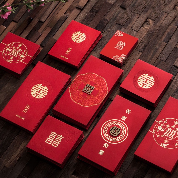

[10 PC, BESAR 16,5 x 8,5 CM] Kertas Amplop Angpao /Angpau / Hongbao Wedding, Sangjit , Uang Susu, Pernikahan / Shuang Xuang Xi