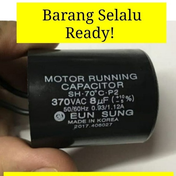 ANEKA KAPASITOR EUNSUNG  8 UF - 10 UF - 20 UF KAPASITOR BULAT KABEL EUN SUNG KAPASITOR POMPA AIR KAP