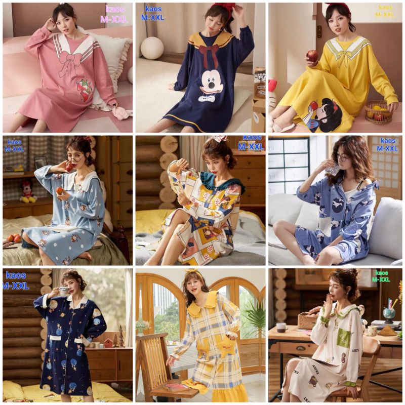 Daster Import Katun Premium Baju Tidur Dewasa Korean Style C13-B