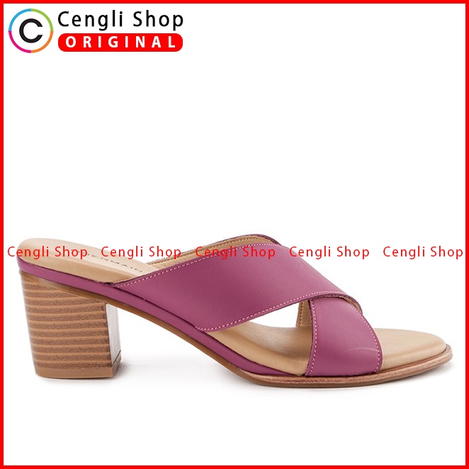 SANDAL WEDGES KULIT OBERMAIN WANITA ORIGINAL ASLI TERBARU UNGU OW17