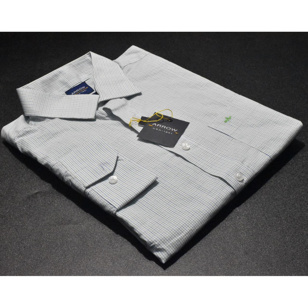 Kemeja Pria ARROW Lengan Panjang Hijau Kotak AO82 ORIGINAL & REAL PICTURE