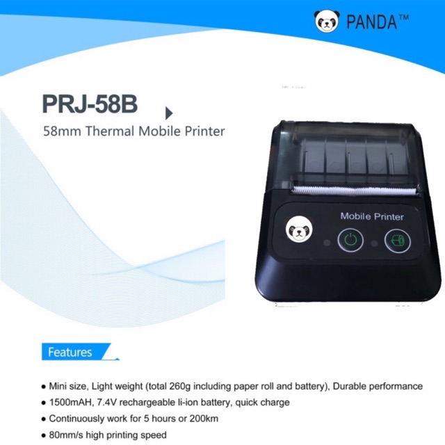 MINI PORTABLE/MOBILE RECIEPT POS PRINTER PANDA PRJ-58B 58MM KERTAS KASIR/PPOB THERMAL(USB+BLUETOOTH)