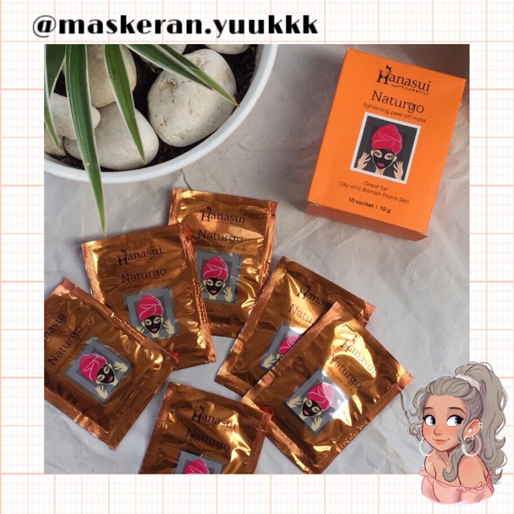 [MASKER NATURGO] Hanasui Naturgo Black&Gold Lightening Peel Off Face Mask /Masker hitam Komedo BPOM