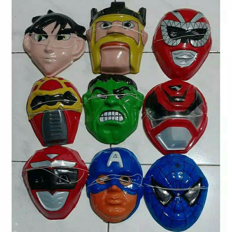 10pcs topeng plastik karakter murah / topeng anak murah / mainan topeng / topeng robot /