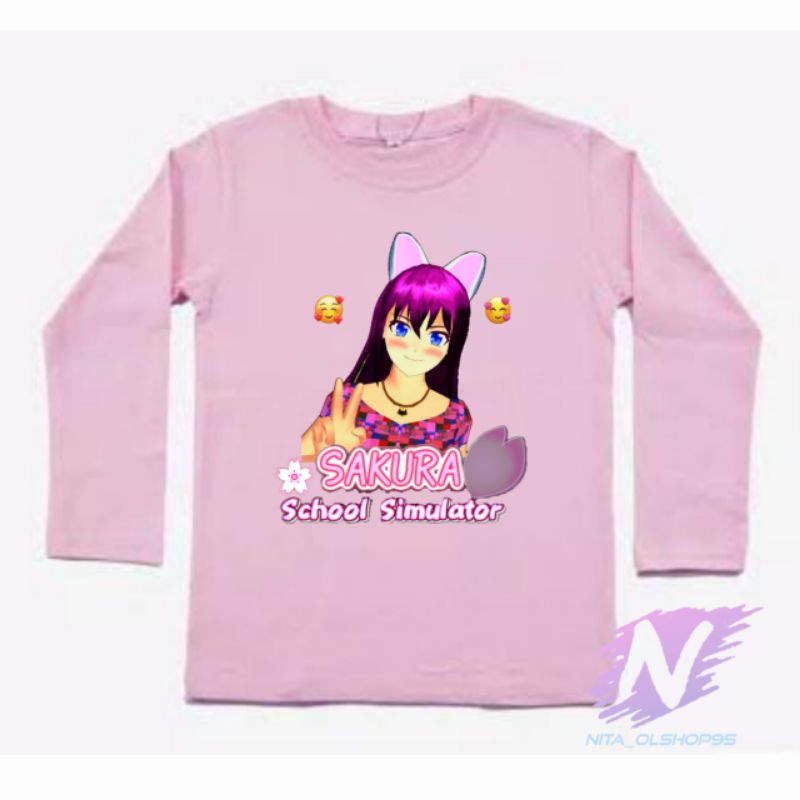 sakura school simulator Kaos anak lengang panjang kaos sakura