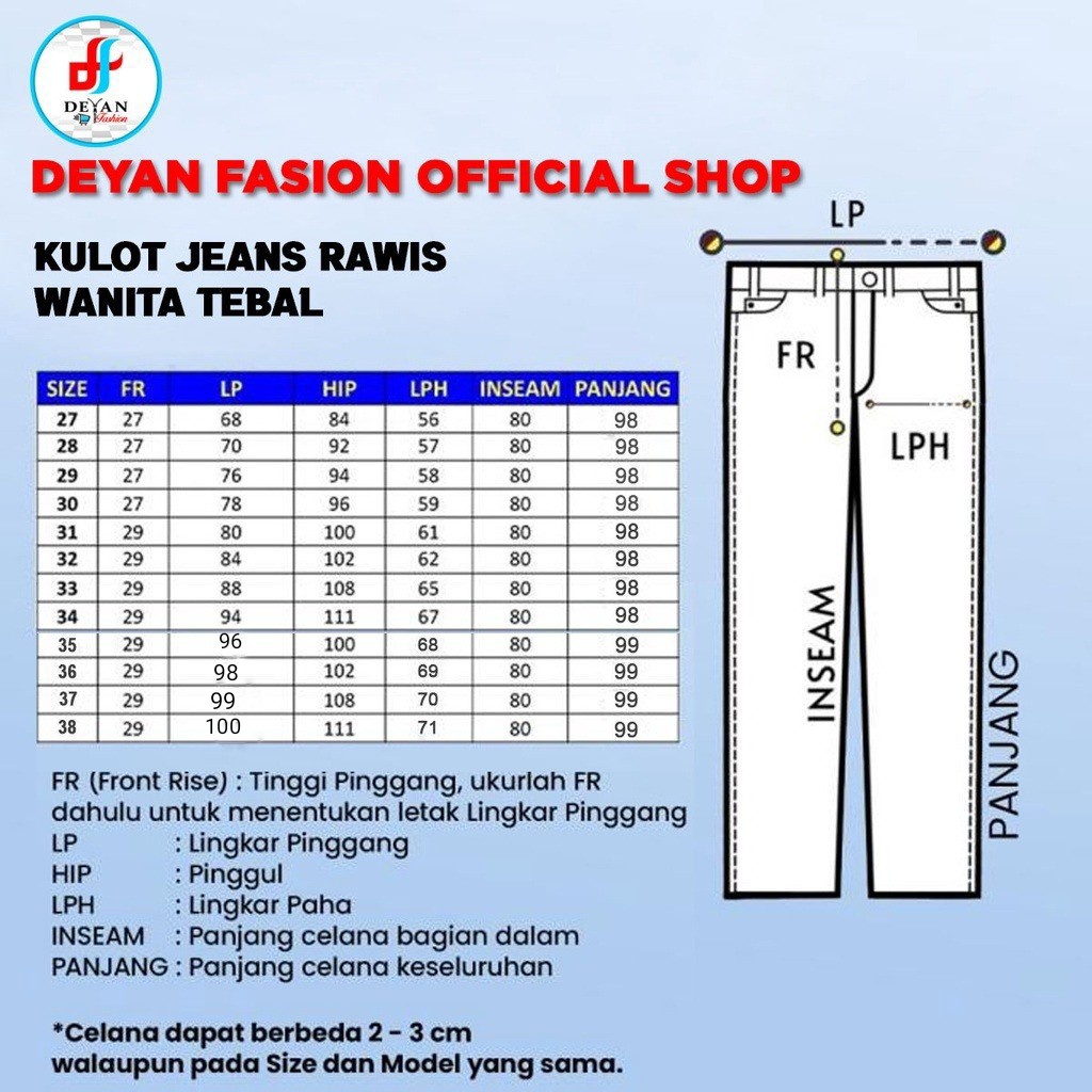 DEYAN - Celana kulot jeans rawis wanita tebal premium-8