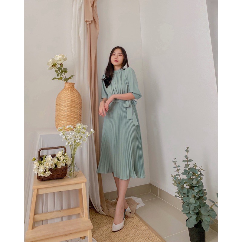 KANON - Kyouka Vintage Shirt Dress - Dress pesta midi atau maxi model vintage korean look