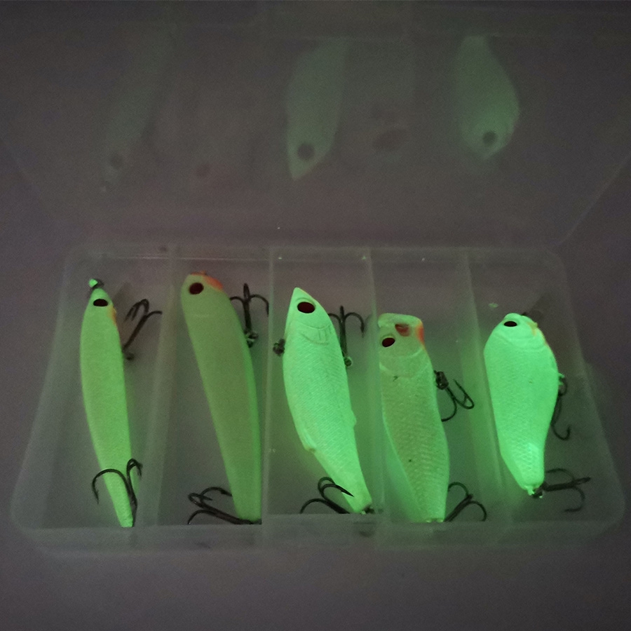 Shengyao New 5Pcs Boxed Luminous Minnow Umpan Pancing VIB/Pencil/Popper/Crankbait Fishing Lures Swimbait Topwater Ikan Kail Memancing Tackle