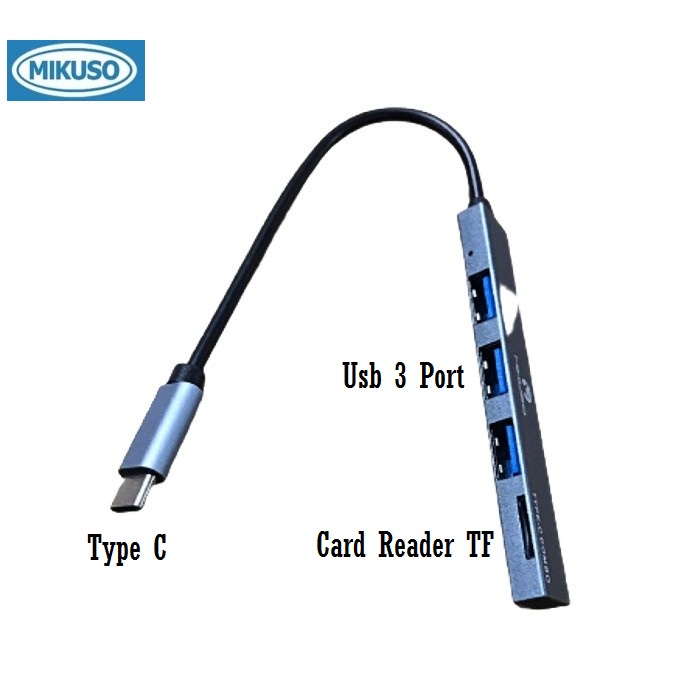 Mikuso HUB-019 2-IN-1 TYPE C to USB HUB 2.0 3 Port - Card Reader TF