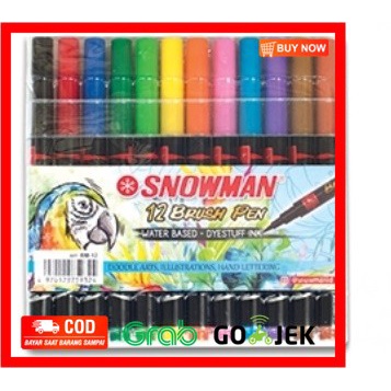 

(BISA COD) Brush Pen 12 Colour TERMURAH Snowman BM-12