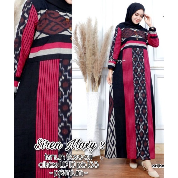 GAMIS TENUN ETNIK JEPARA BAJU GAMIS TENUN BUSANA SYAR'I LONG DRESS TENUN