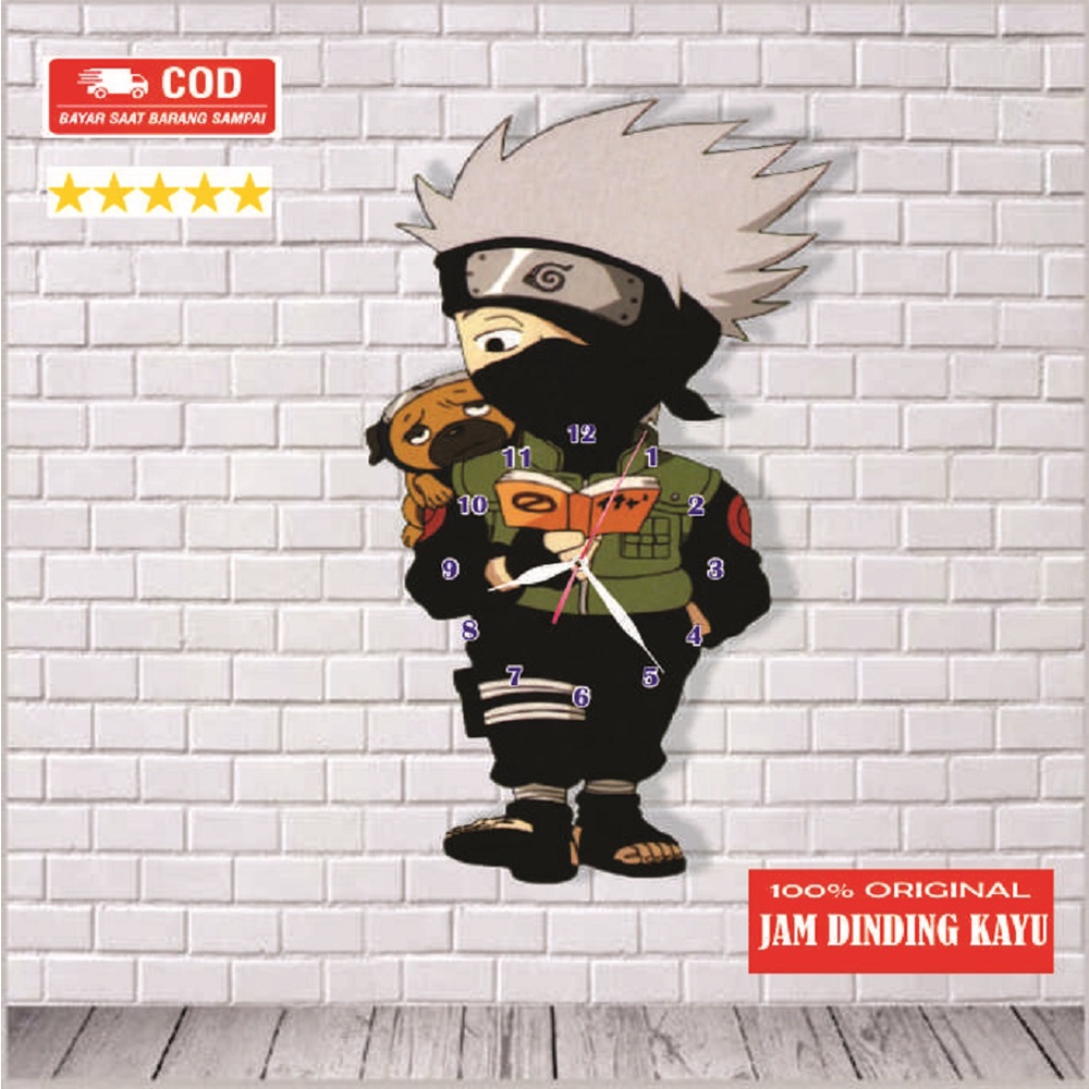 JAM DINDING DIY ANAK KARAKTER KAKASI WALL DECOR ANIME DEKORASI KAMAR TIDUR FURNITURE KAYU HANDMADE