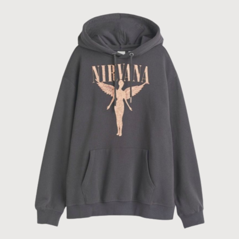 HOODIE H&M NIRVANA ANGELS DARK GREY FULLTAG
